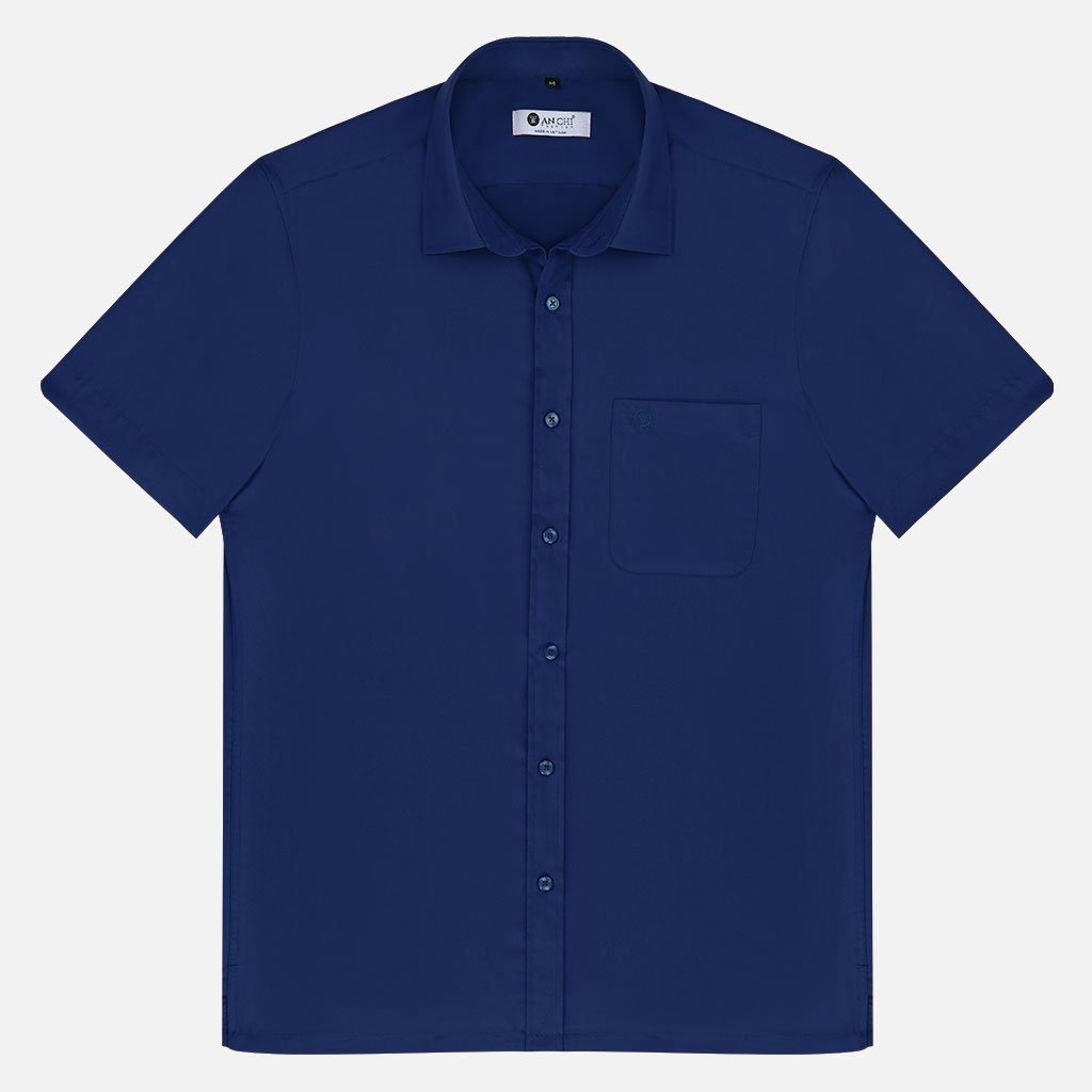 Bộ quần áo nam trung niên Sơ mi xanh than kết hợp Quần tăm xanh than - Phong cách nam trung niên đẳng cấp